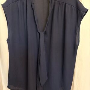 New York & Company Navy Tie-Front Blouse